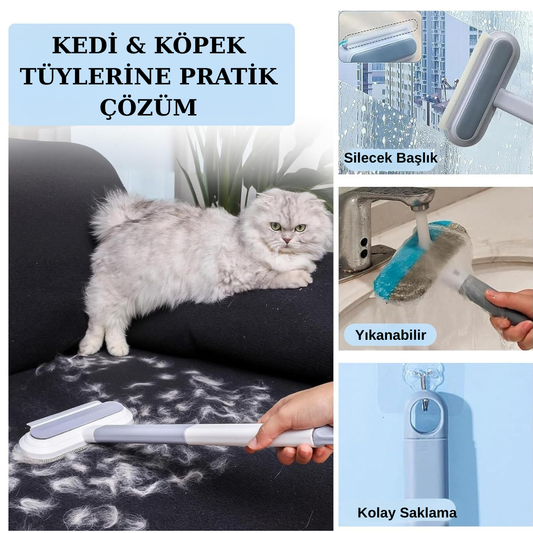 Evcil Hayvan Tüy Temizleme Fırçası – Ayarlanabilir Saplı Pratik Tüy Toplayıcı