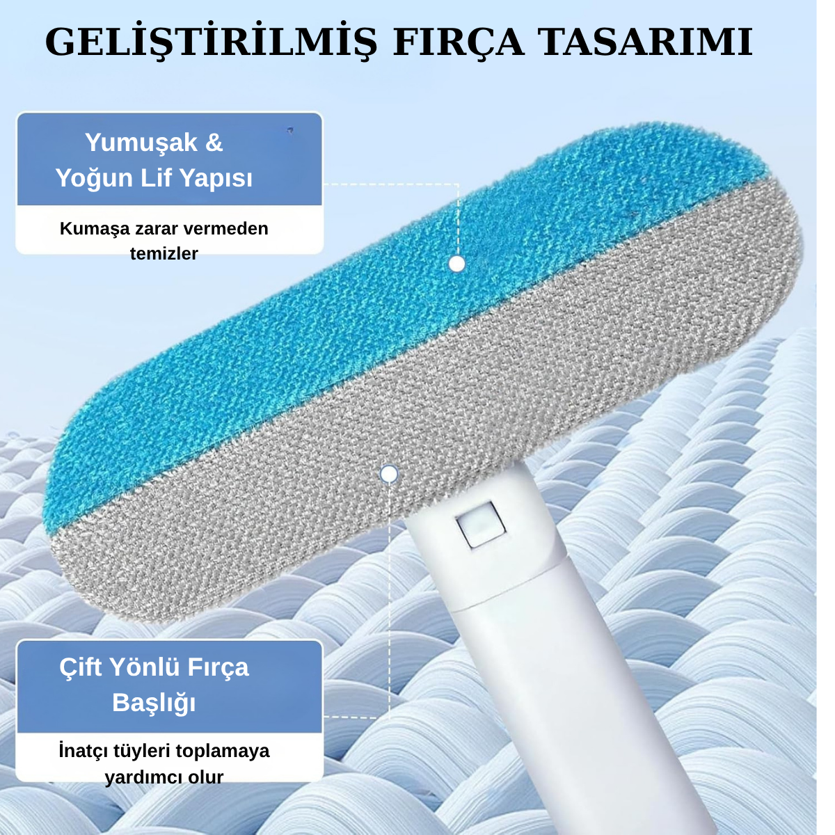 Evcil Hayvan Tüy Temizleme Fırçası – Ayarlanabilir Saplı Pratik Tüy Toplayıcı