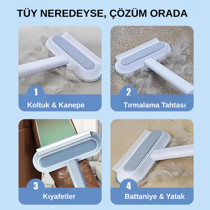 Evcil Hayvan Tüy Temizleme Fırçası – Ayarlanabilir Saplı Pratik Tüy Toplayıcı