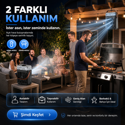 Buz Hazneli Soğutucu Premium Fan Şarjlı Taşınabilir