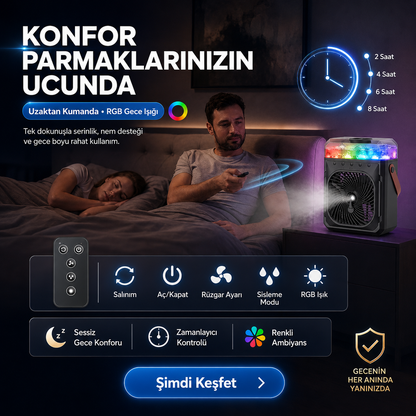 Buz Hazneli Soğutucu Premium Fan Şarjlı Taşınabilir